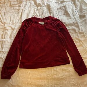 Velvet Long-Sleeve matching set- Deep red